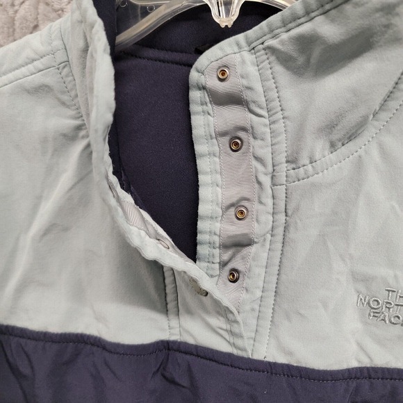 The North Face Snap Pullover Fleece‎ Jacket Women's Size Small Blue Colorblock - Picture 8 of 11